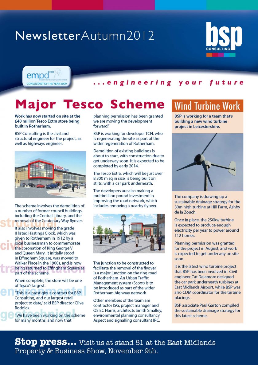 BSP Consulting Autumn Newsletter 2012