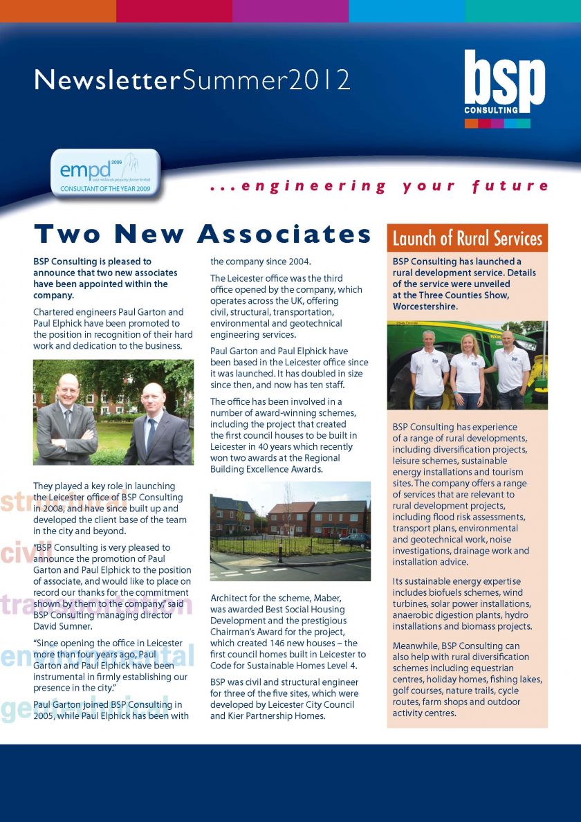 BSP Consulting Summer Newsletter 2012